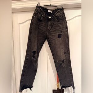 One x One Teaspoon High Waisted Distressed Black Jeans